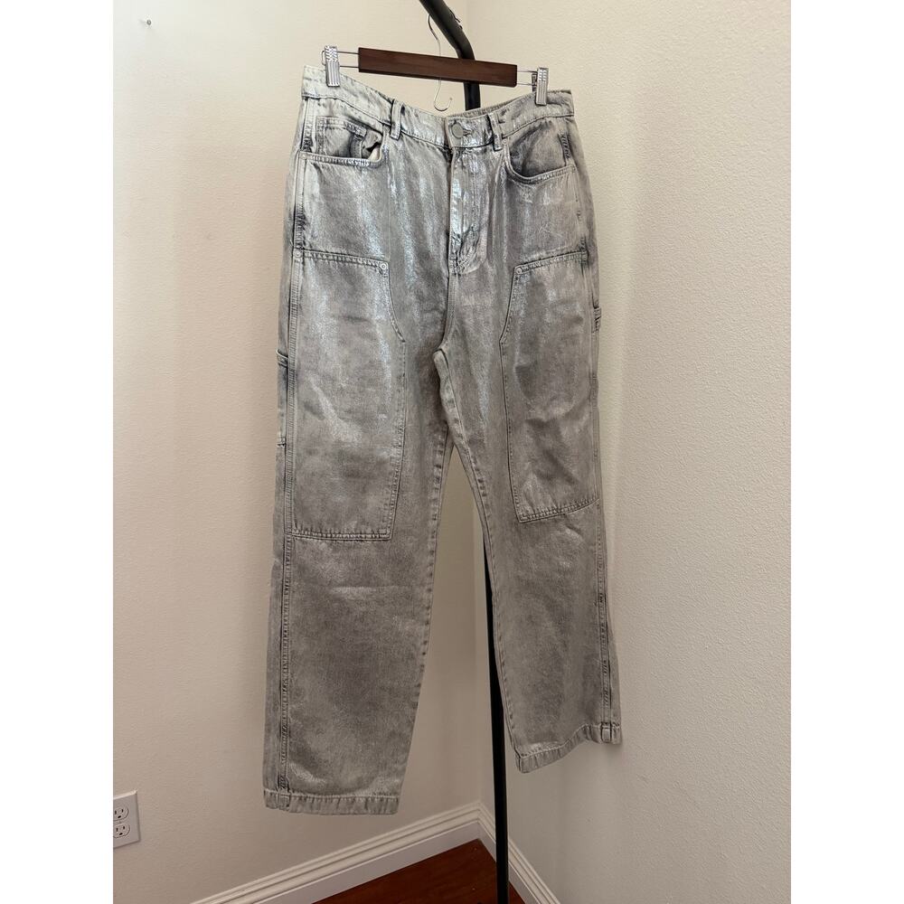 All saints Mia carpenter silver coated jeans sz 28 - Picture 4 of 8